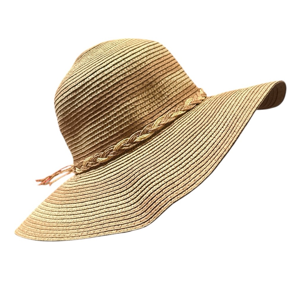 Wide Brim Straw Sun Hat Boho Chic Beach Hat Summer Travel Packable NWOT